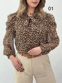 شومیز آستردار یقه گره ای کد 121011