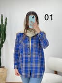 شومیز مانتویی چارخونه کد 11757