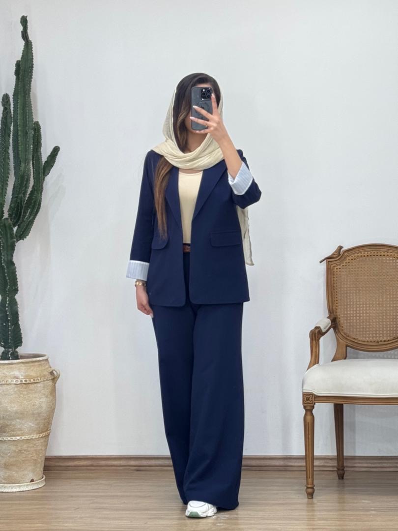 ست کت و شلوار آستین راه راه کد 12475