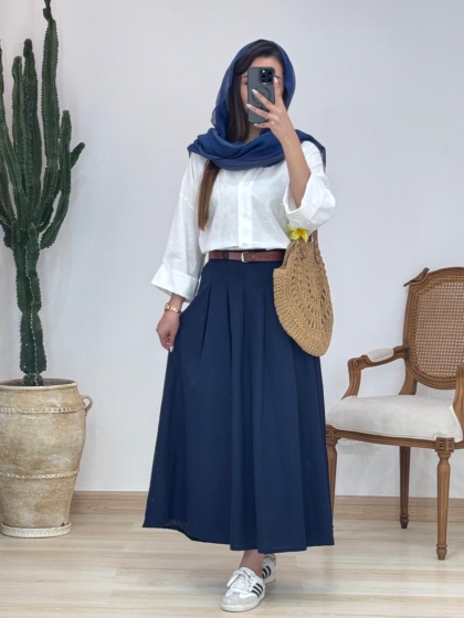دامن همراه کمربند چرم کد 12622